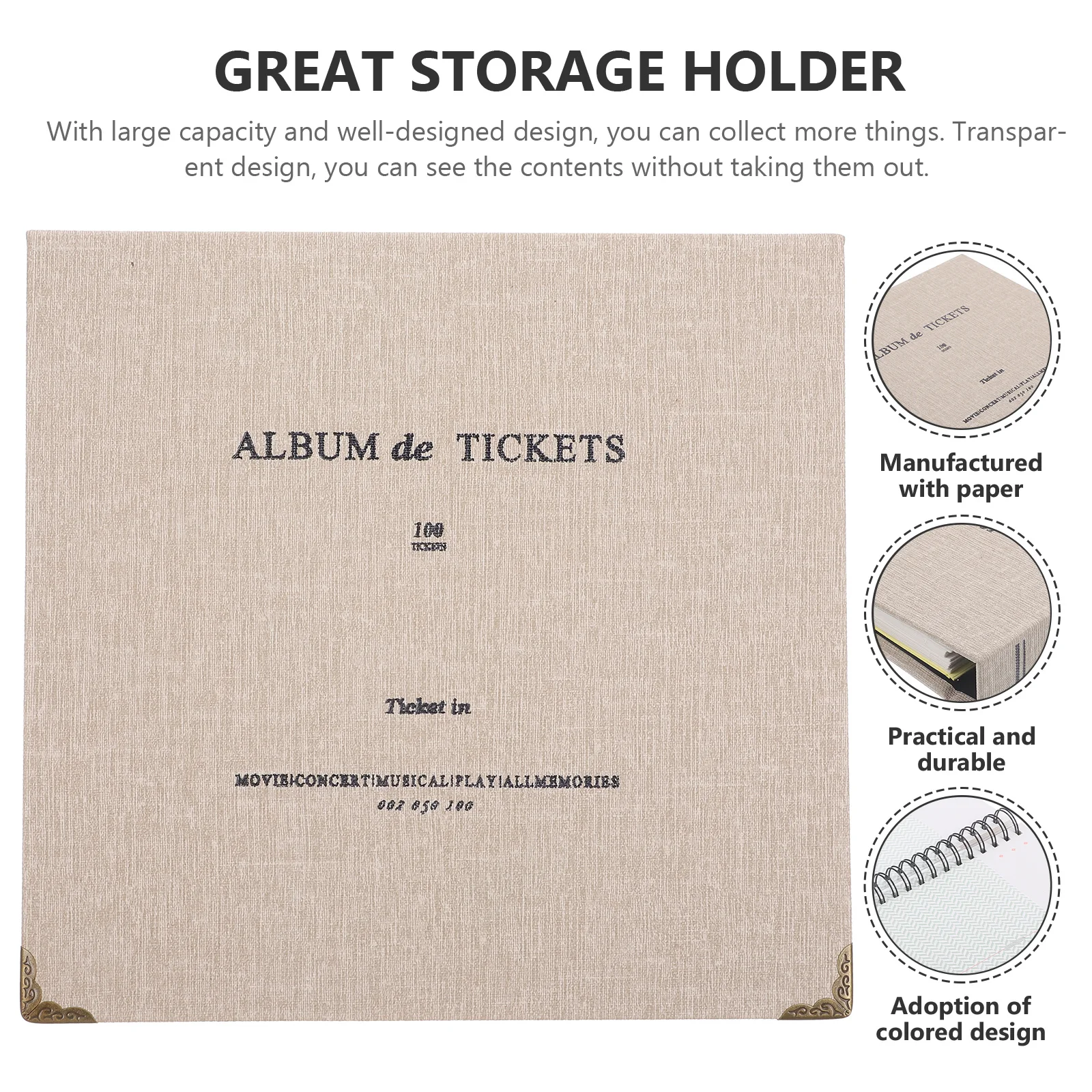 1Pcs Ticket Storage Book Receipt Organizer Premium Material Photo Album for Collections Bills Tickets Coffee Home Office