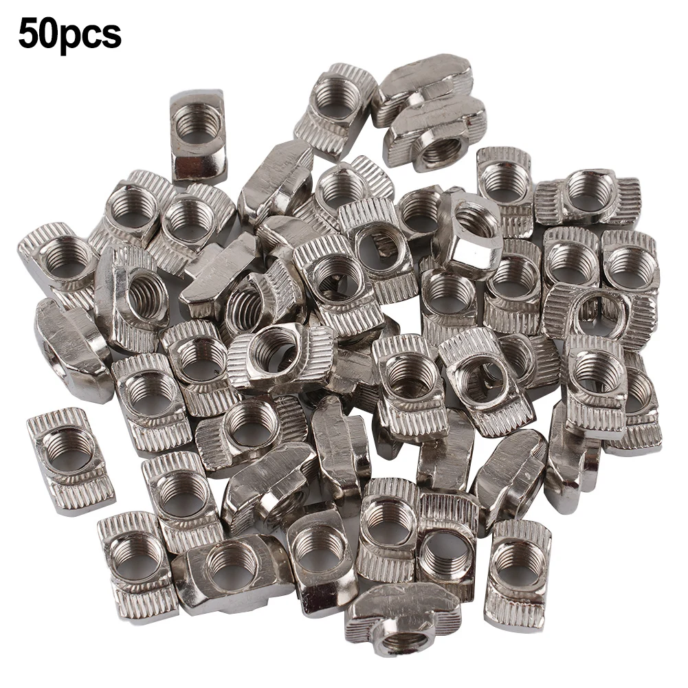 Hammer Nut T-nut 50pcs Hexagon Bolt Assembly Parts Sliding T Nut Solar Mounts Acccessories Connector Nickel Plated