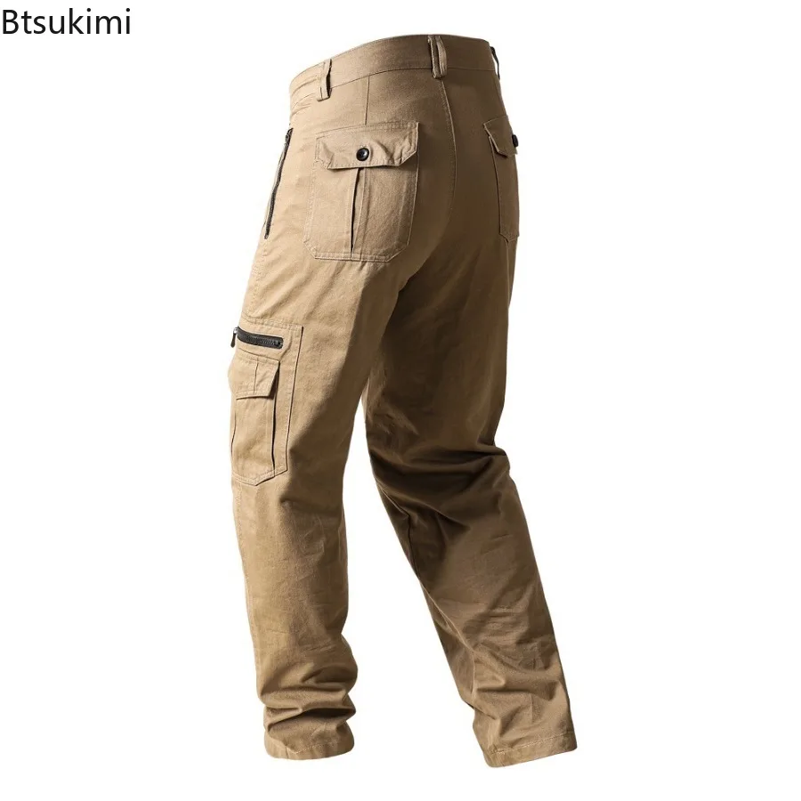 New Men's 100% Cotton Cargo Pants Fashion Multi-pockets Casual Baggy Pants Man Outdoor Tactical Training Trousers Workwear Pants