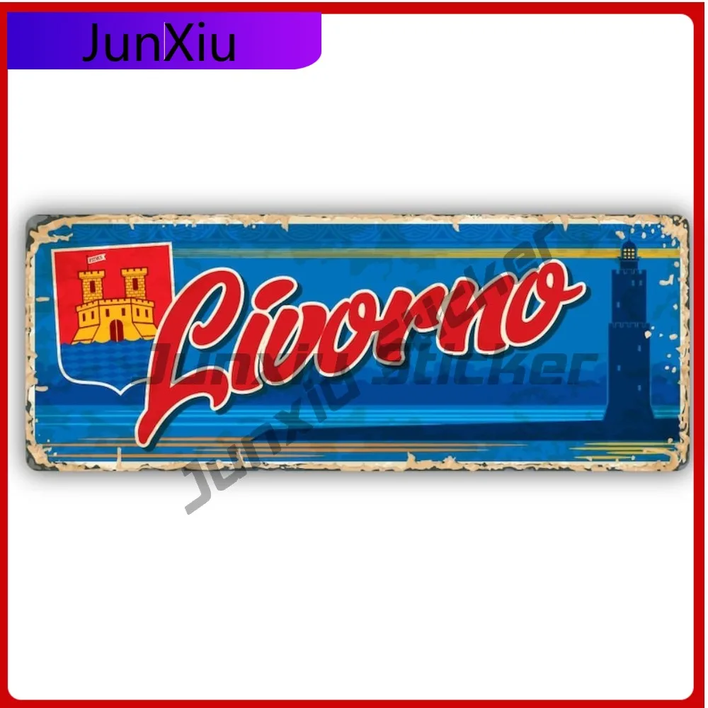 

Livorno Italy Travel Vintage Art Design Vinyl Sticker Vacation Travel Cities Countries Custom Decals Car Decoration Suv Window