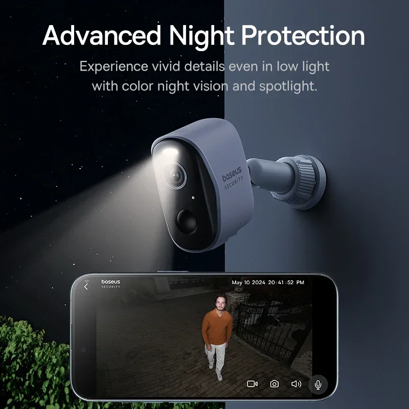 Baseus Security Protection Outdoor Camera N1 Series 2K 2-Cam Kit Wireless Home Security 210-Day Battery Life HomeKit 16TB Memory image 5