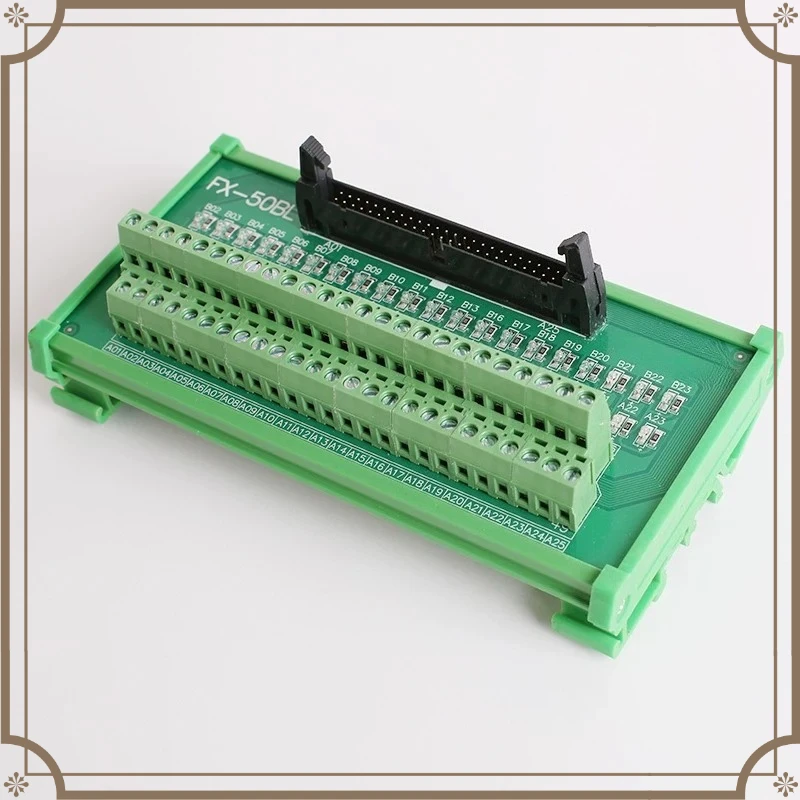 FX-50BL PLC Terminal Block Breakout Module, 50Pin IDC Header Breakout Board with LED Indicator