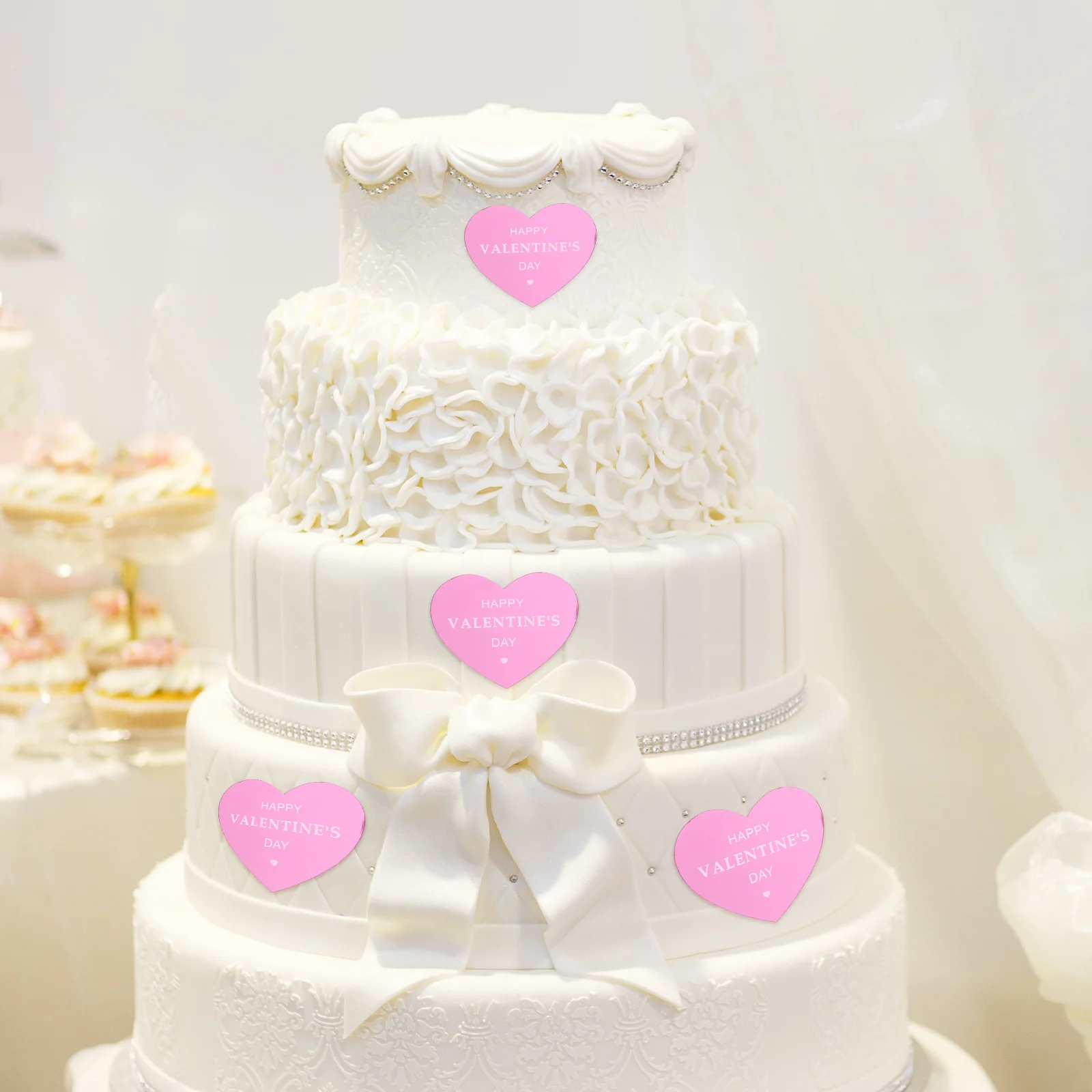 

50Pcs Acrylic Heart Cake Decoration Romantic Toppers Valentine Birthday Wedding Party Cupcake Dessert Decor Valentine Cookie