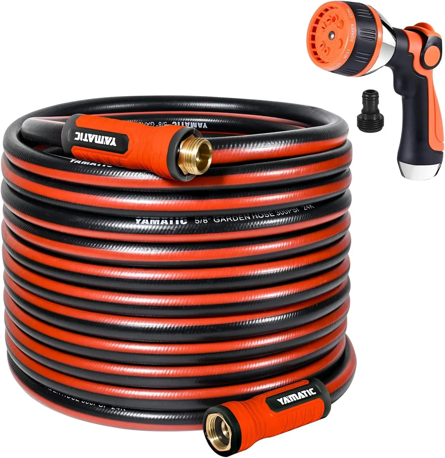 

Garden Hose 75ft x 5/8in, Durable Water Hose with 10 Function Nozzle, Swivel Handle, Kinkless Leakproof Solid Brass Connections