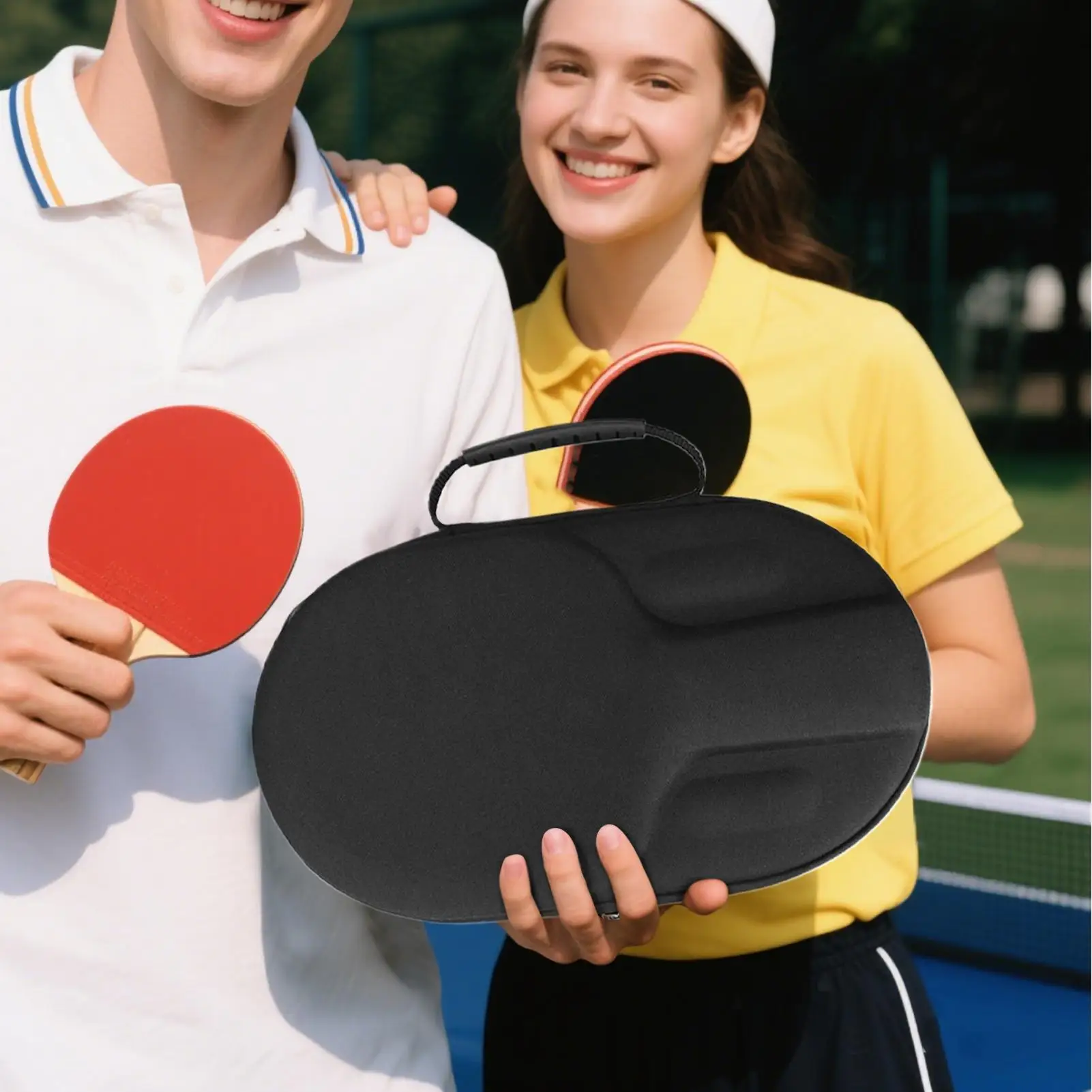 

Чехол для весла для настольного тенниса, компактная сумка для настольного тенниса, жесткий пылезащитный защитный портативный чехол на молнии для спортзала, спорта на открытом воздухе