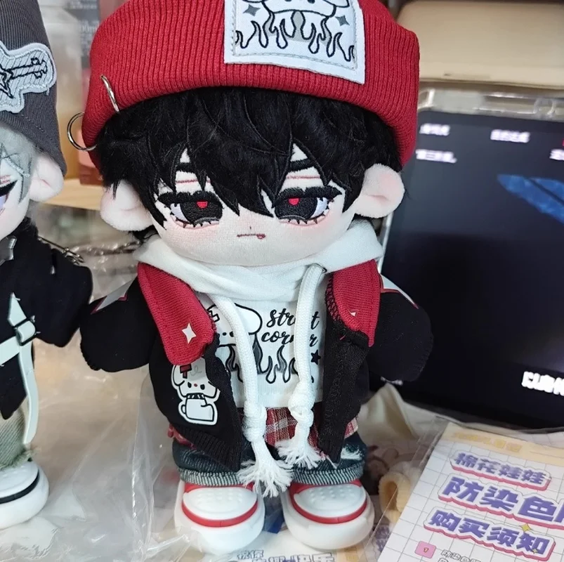 เฉพาะเสื้อผ้า 20 ซม.ตุ๊กตาเสื้อผ้า Cool Guy สีแดงหมวกเสื้อกั๊กเสื้อแจ็คเก็ตหูฟัง Overcoat ชุดตุ๊กตา Plushies ตุ๊กตาตุ๊กตาของเล่นของขวัญ