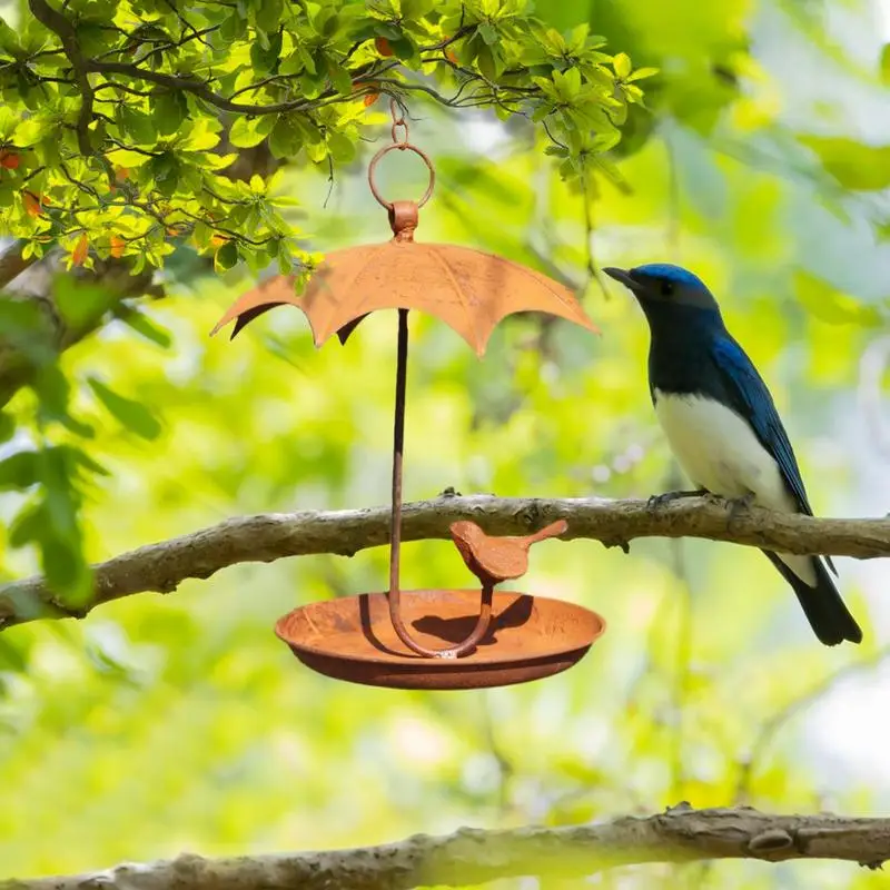 Dangling Bird Feeder Bird Feeders For Outside Weatherproof Metal Decorative Animal Feeding Tray With Dome Top For Garden Balcony