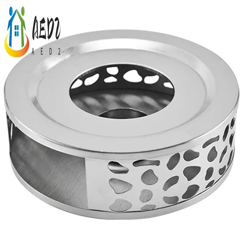 

AED2-подогреватель для чая, подогреватель кофе из нержавеющей стали с подставкой для чайной свечи, чайная основа, полый резной дизайн, подогреватель, подогреватель кофе