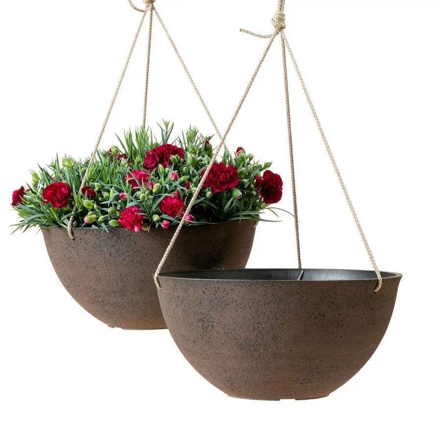 

JOLIE MUSE Large Hanging Planters 13 Inch Flower Pots Outdoor Indoor, Hanging Garden Planters Set of 2, New Iron Color