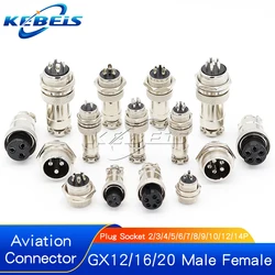 2PCS GX12 GX16 GX20 2/3/4/5/6/7/8/9/10/12/14 Pin Male Female Butting Wire Cable Circular Aviation Socket Plug Panel Connector