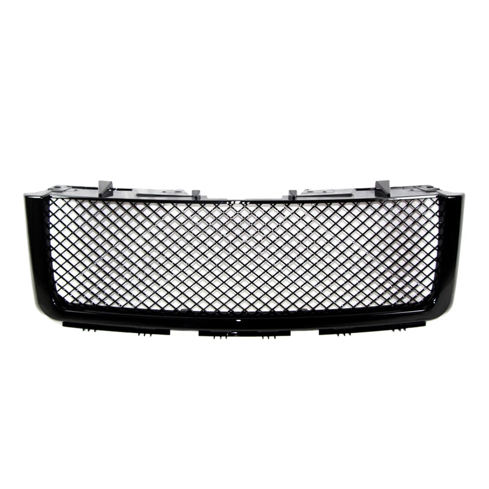 Front Middle Racing Grille Gloss Black For GMC Sierra 1500 2007-2013 Car Honeycomb Grills Grid Mesh Style Bumper Mask Cover