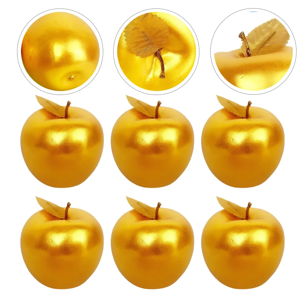 

6 Pcs Fruit Fake Golden Home Decor Simulation Decoration Fruits Artificial Still Life Paintings Child