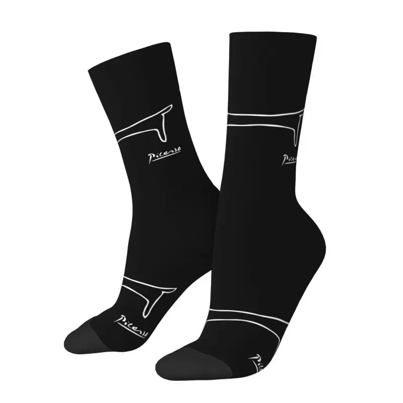 Pablo Picasso Dachsund Dog Men's Crew Socks Unisex Fashion Spring Summer Autumn Winter Dress Socks