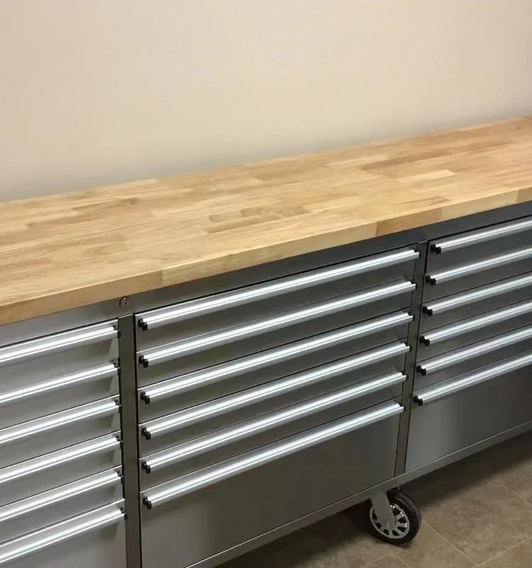 Combination Workshop Metal Tool Cabinet Storage Garage Work Bench Stainless Steel Rolling Tool Chest