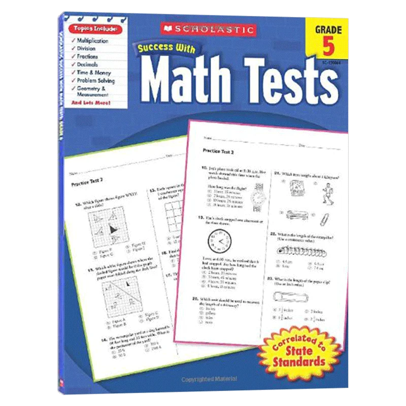 

Scholastic Success with Math Tests, Grade 5, aged 9 10 11, English book 9780545200646