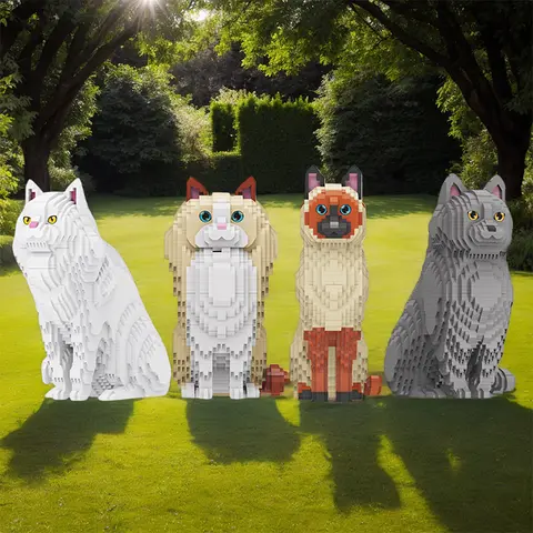 Mirco Particelle Gatto Building Blocks Giocattoli Persina Gatto Ragdoll Gatto Gatto Siamese Shorthair Gatto Blu Ornamenti per il desktop Regalo per ragazze per bambini