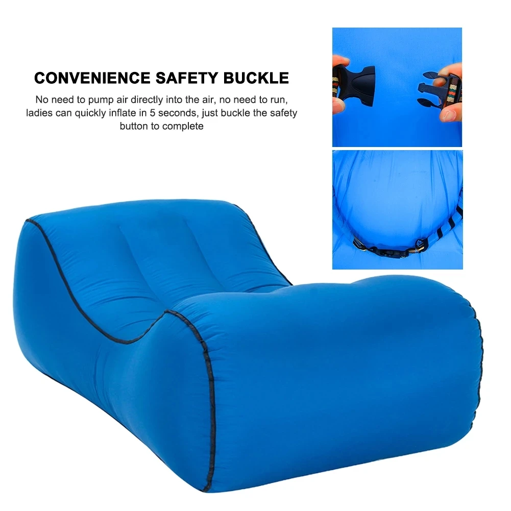 NEW Adult Beach Lounge Chair Inflatable Sofa Waterproof Ultralight Nylon Lazy Sleeping Bag Outdoor Camping Folding Air Bed Loung