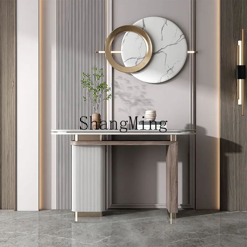 

ZYY Minimalist Style Sintered Stone Entryway Table Modern Simple Marble Entryway Console Entryway Cabinet Light Luxury Style