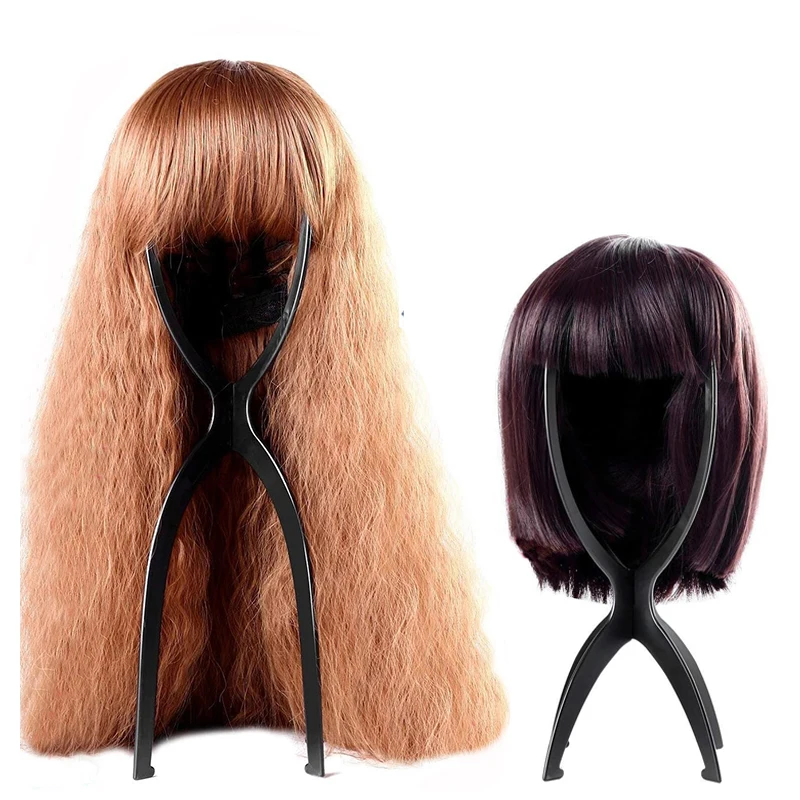 2PCS Wig Stand Collapsible Wig Holder Durable Wig Display Tool Travel Wig Stand for All Wigs