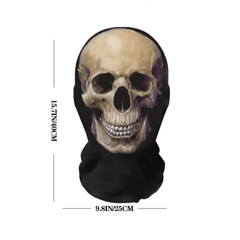 2026 Unisex 3D Skull Print Balaclava - Breathable Elastic Mesh Face Mask Halloween Funny Party Cosplay Props Washable Headcover