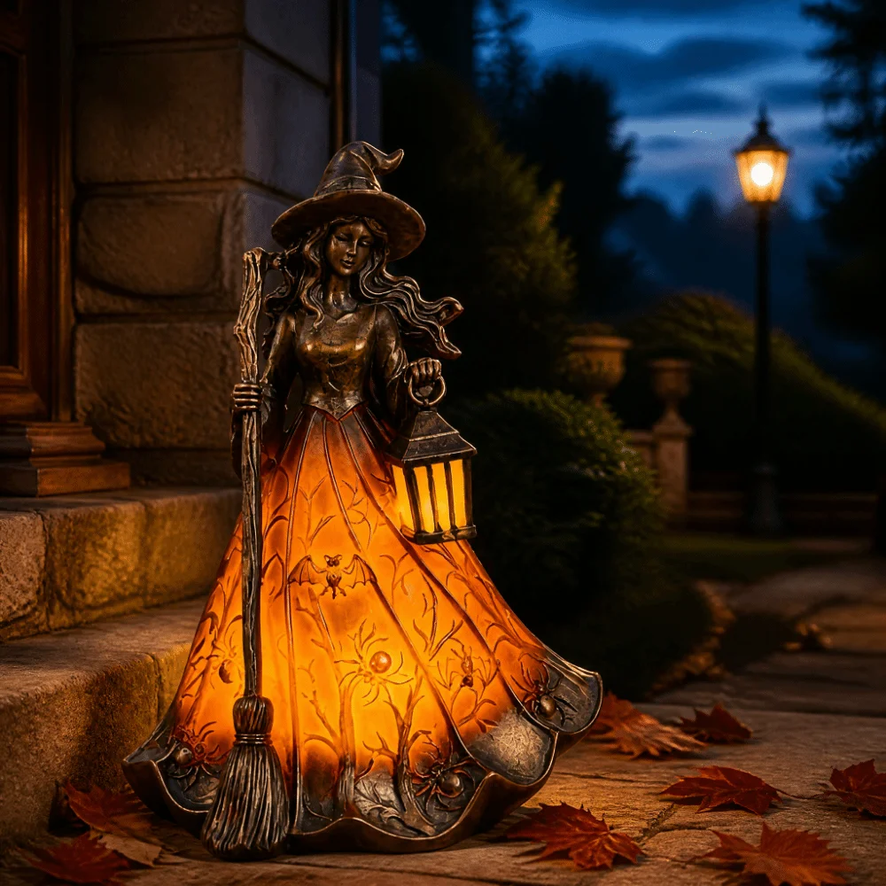18cm Halloween Witch Lamp Scary Standing Design Holiday Decorative Lamp Festive Atmosphere Unique Halloween Witch Ornament
