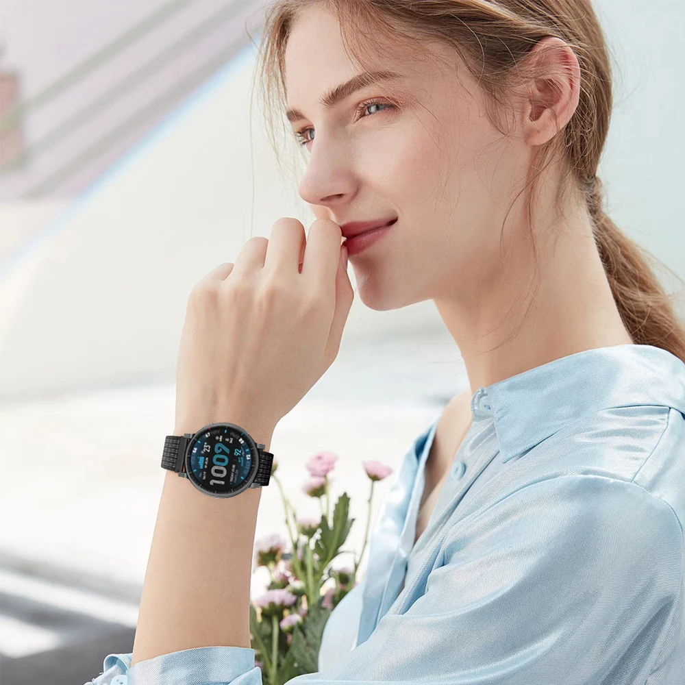 20mm 22mm Nylon Loop Strap for Amazfit Active Max/2 Balance 2 Breathable Wristband Huawei Watch 5/GT6/5/4 Pro 46mm/Garmin 970 55
