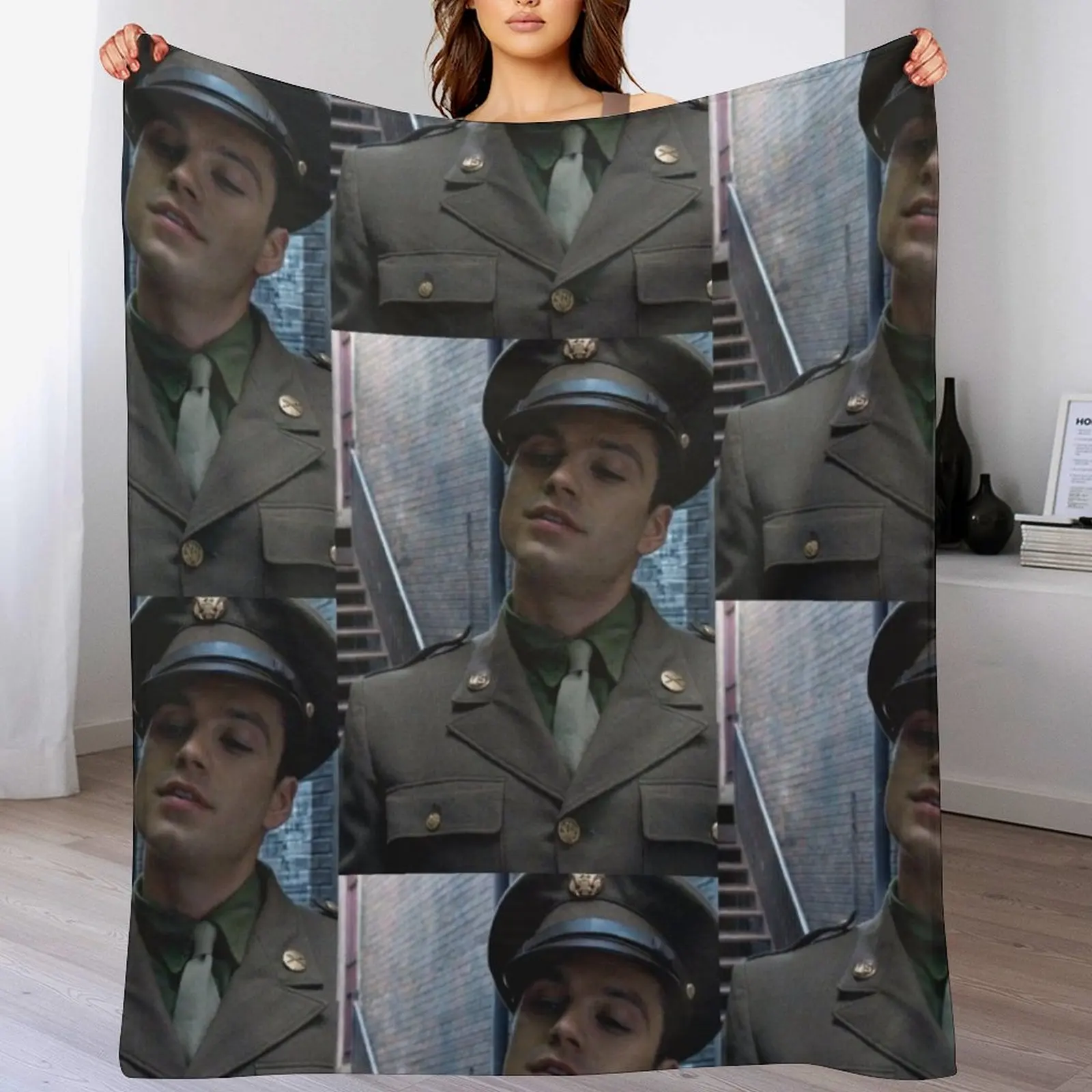 Bucky barnes Throw Blanket manga Flannels Cute Plaid Blankets