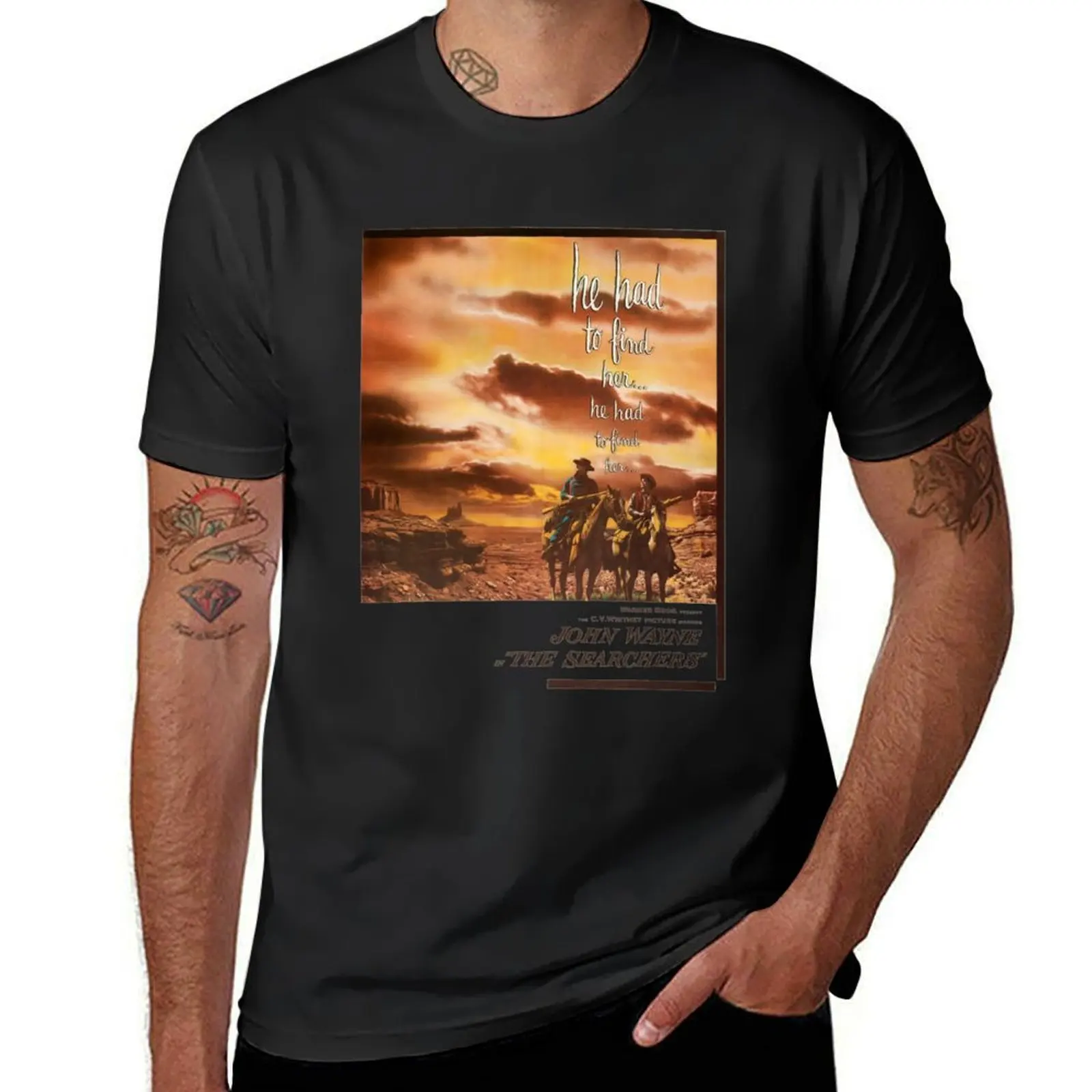 

The Searchers Movie Poster T-Shirt plus size tops aesthetic clothes boys whites men clothes