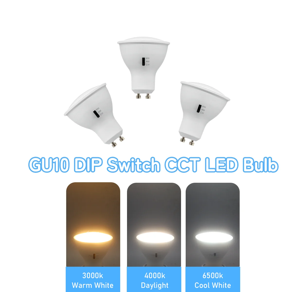 DIP Switch Three-color Temperature Switching GU10 Spotlight Bulb  9W AC100-240VReplace 60W halogen lamp for living room home