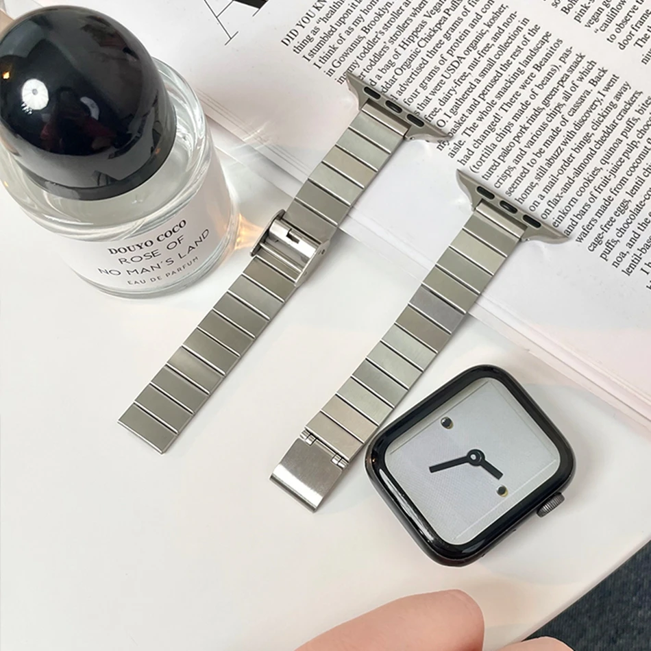 Luxe metalen stalen band voor Apple Watch Ultra 49 mm iWatch Series 6 7 8 SE 4 5 38/40/41 mm 42/44/45 mm INS zakelijke bandarmband