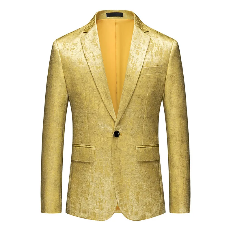 

HOO 2023 Autumn New Men's Business Casual Suit Jacket Fashionable Golden Floral blazers