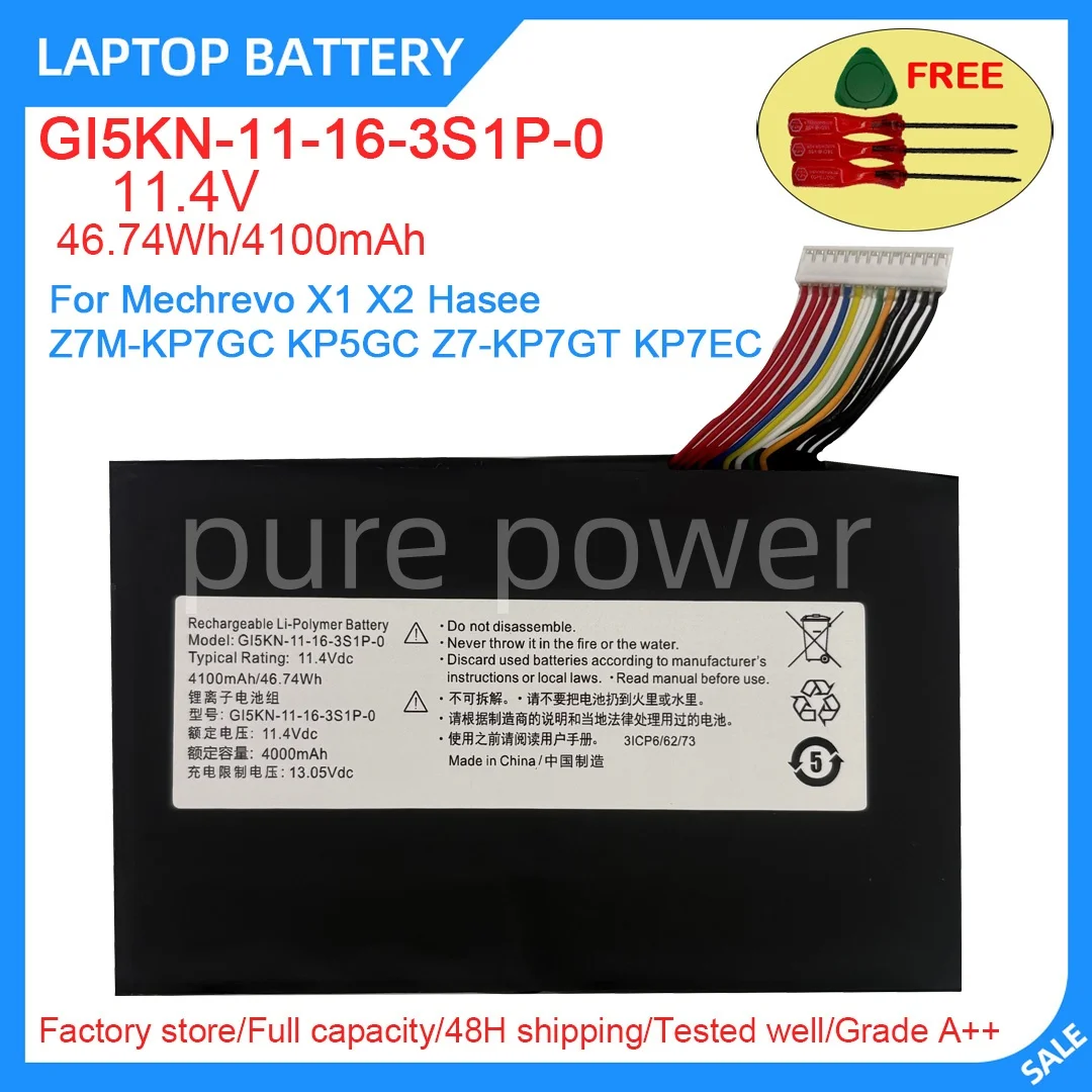 New Laptop Battery GI5KN-11-16-3S1P-0 11.4V 46.74WH 4100mAh High Quality For Mechrevo X1 X2 Hasee Z7M-KP7GC KP5GC Z7-KP7GT