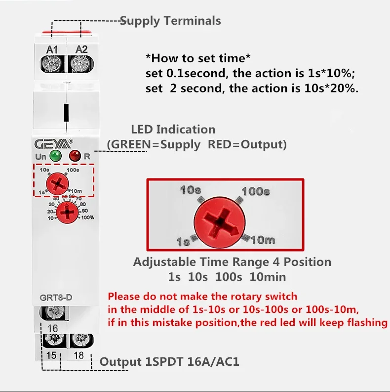 GEYA GRT8-D True Delay off without Power Supply AC/AC12V-240V Power off Delay Timer Electrical Relays