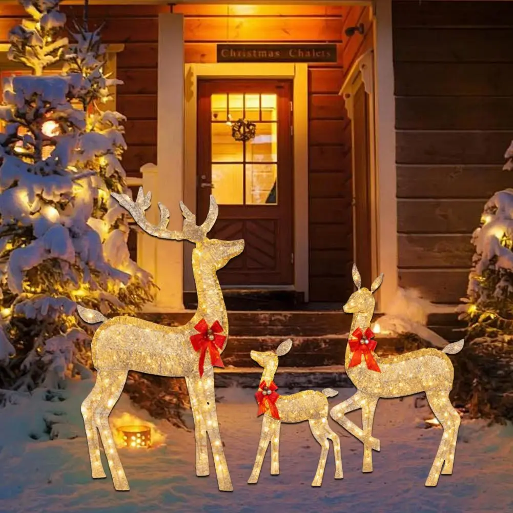 

Christmas Garden Decoration Reindeer Christmas Decor Set Glowing Deer Family Decoration with Led Lights Waterproof 3d for Indoor