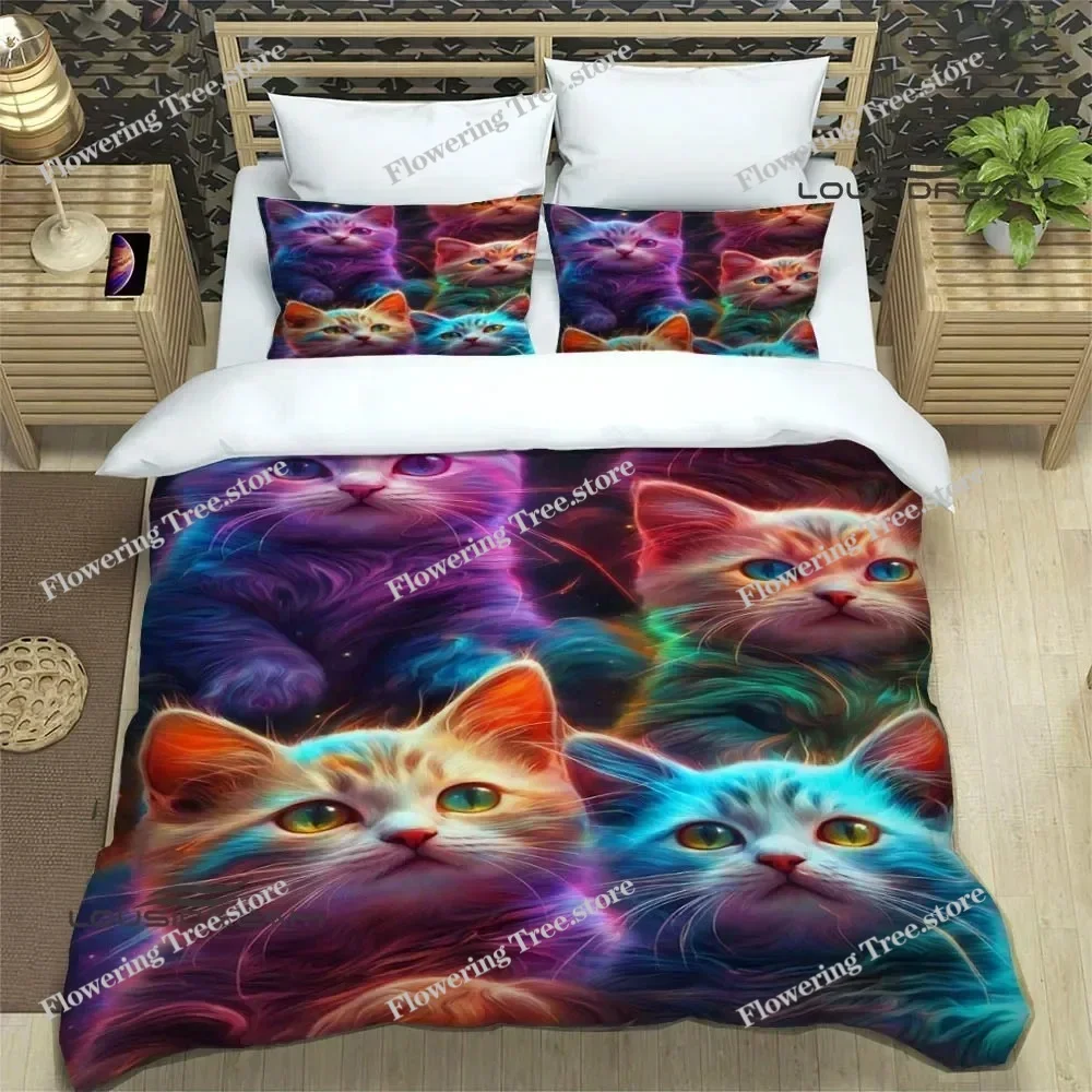 3D Cute cat printed Bedding Sets exquisite bed supplies set duvet cover bed comforter set bedding set luxury birthday gift