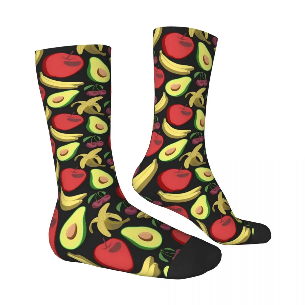 Colorful Fruit Print Stockings Avocado And Banana Design Socks Autumn Non Slip Socks Girls Skateboard Soft Breathable Socks