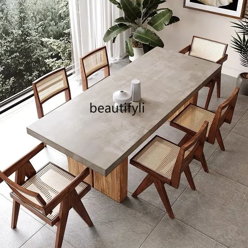 

Solid wood light luxury conference table minimalist workbench simple long desk household dining table