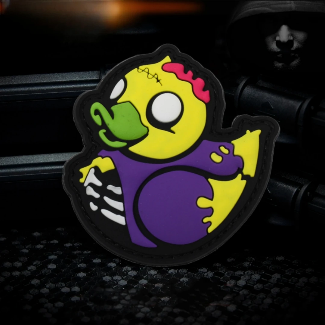 Villain Duck Tactical Armband Skeleton Duck Luminous Patch PVC Morale Badge Backpack Sticker Military Hook and Loop Patches