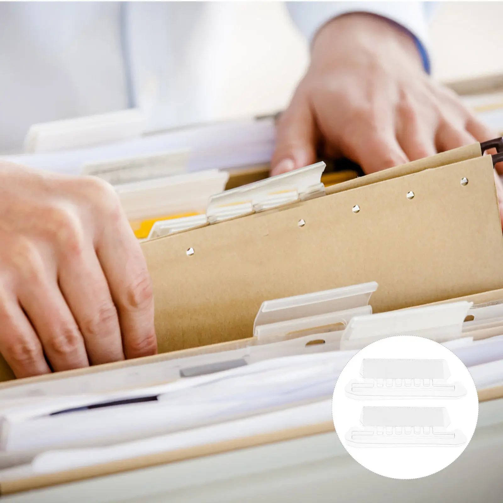 

50Pcs Transparent Plastic File Folder Tabs Hanging File Organizer Inserts for Letter Size Folders Clear Divider Tabs Index