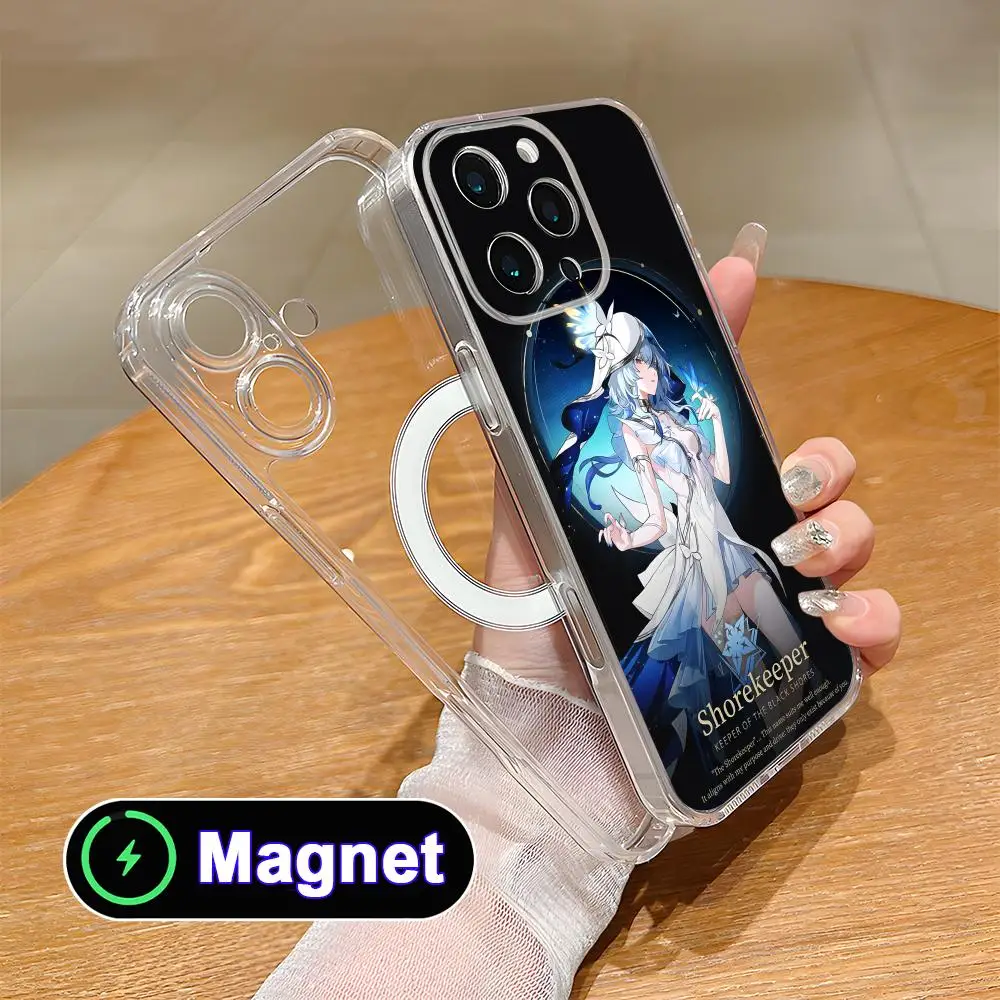 

Wuthering Waves Shorekeeper Clear Magsafe Mobile Phone Case for iPhone 17 16 15 14 13 12 11 Air Pro Max Plus Mini Colorful Cover