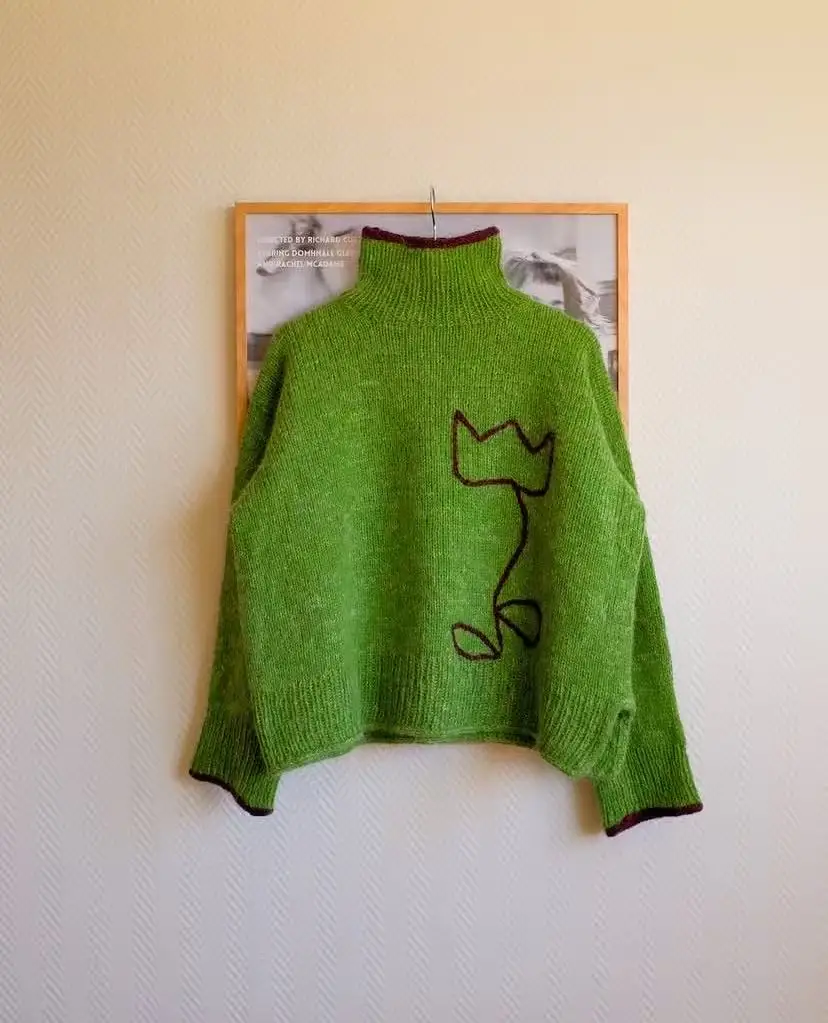 High neck sweater loose and versatile, slimming Korean style sweet temperament Korean version retro and western-style