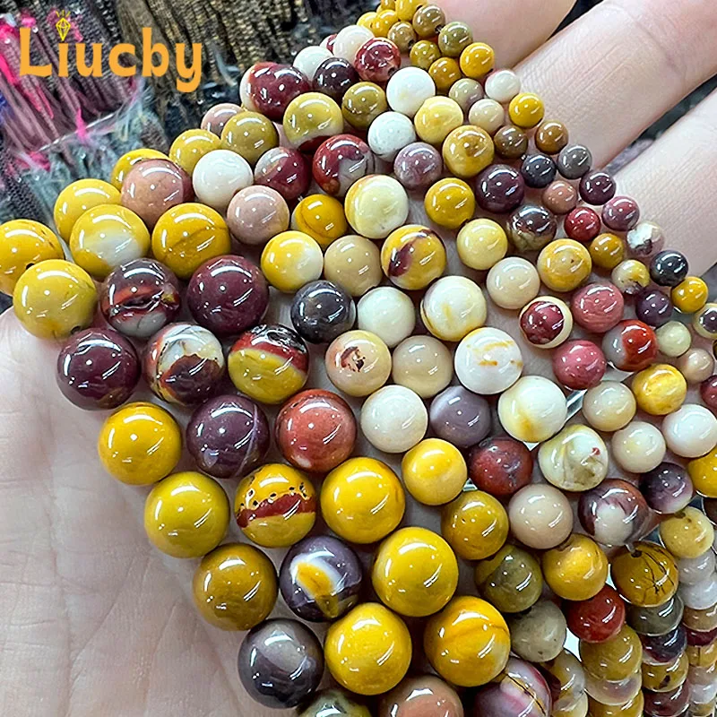 Naturstein Eigelbstein Glatte Perlen für Schmuckherstellung DIY Charm Armband Schlüsselanhänger Zubehör 15" Großhandel 4/6/8/10/12mm – Detail 4