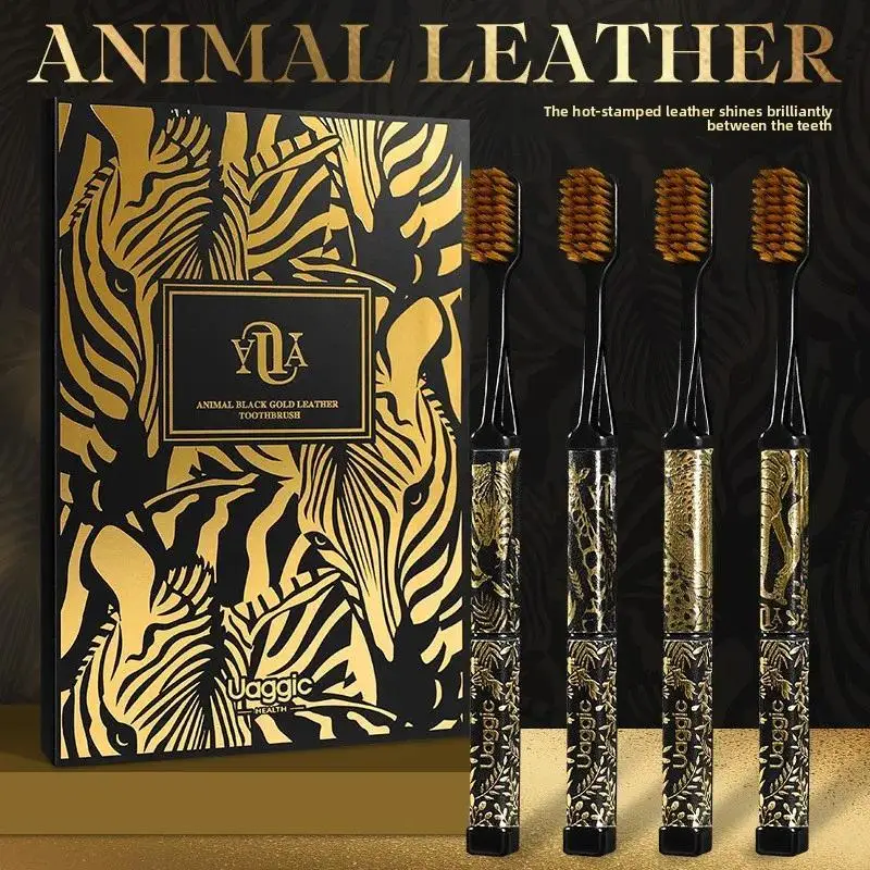 4-piece gift box New high-end soft bristled toothbrush with anti slip handle wide head adult home gingival protection toothbrush