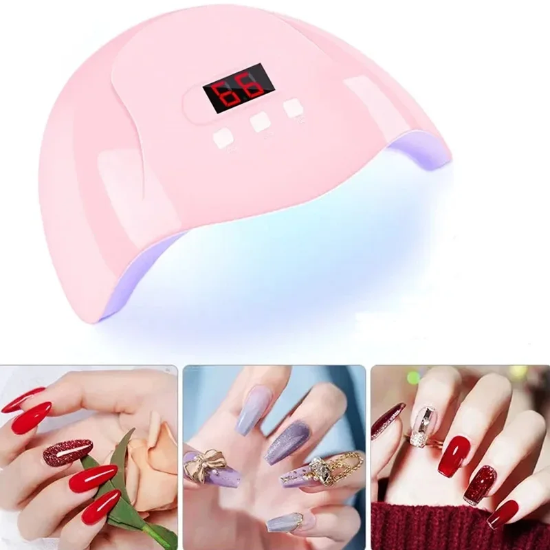 Large Space Dual Light Source UV Nail Lamp Pink LED Phototherapy Machine High Quality Fast Curing Gel Nail Dryer For Home Salon