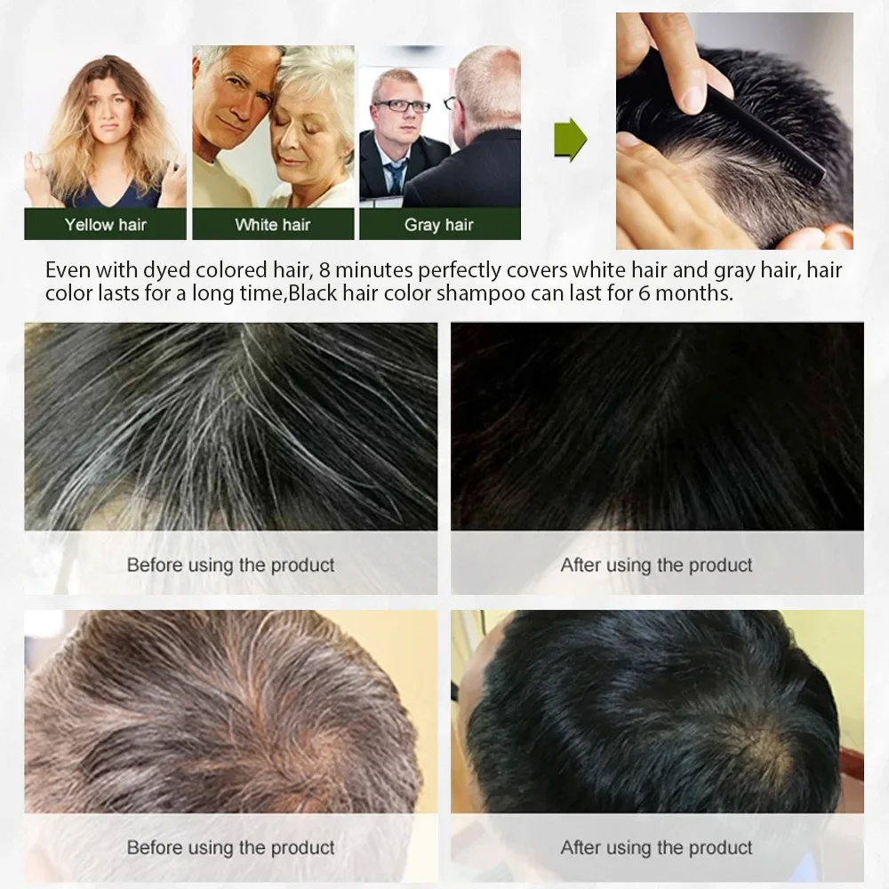 DISAAR-Shampoing magique rapide à l\'huile d\'argan marocain pour cheveux gris, colorant réparateur pour cheveux abîmés, crépus et rugueux, 400ml