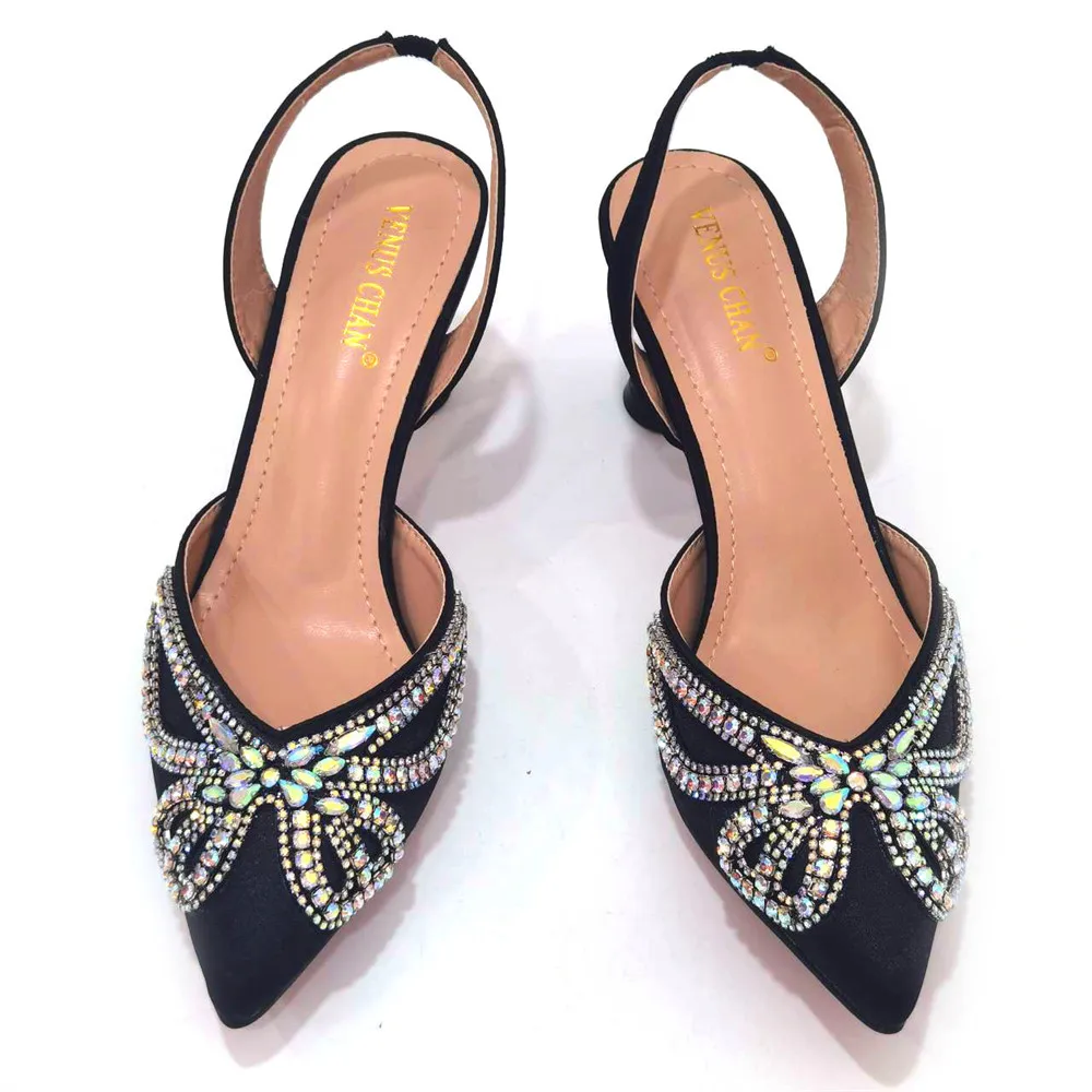 Elegant 2024 INS Style High-Heeled Shoes And Selected Lace Big Rhinestone Sexy Shoes Bag Beautiful Girly Style Shoes And Bag