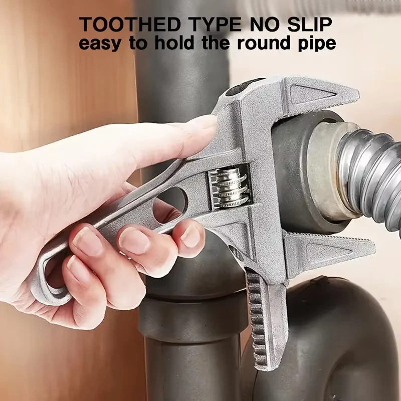 Multi Functional Bathroom Water Heating Wrench, Large Opening Aluminum Alloy Short Handle Adjustable Wrench, Water Pipe Faucet W