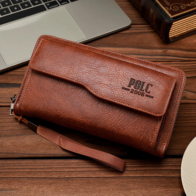 NEW Men's Wallet PU Leather Large Capacity Long Wallet for men Portable Card Holder High Quality Phone Coin Storage Handbag