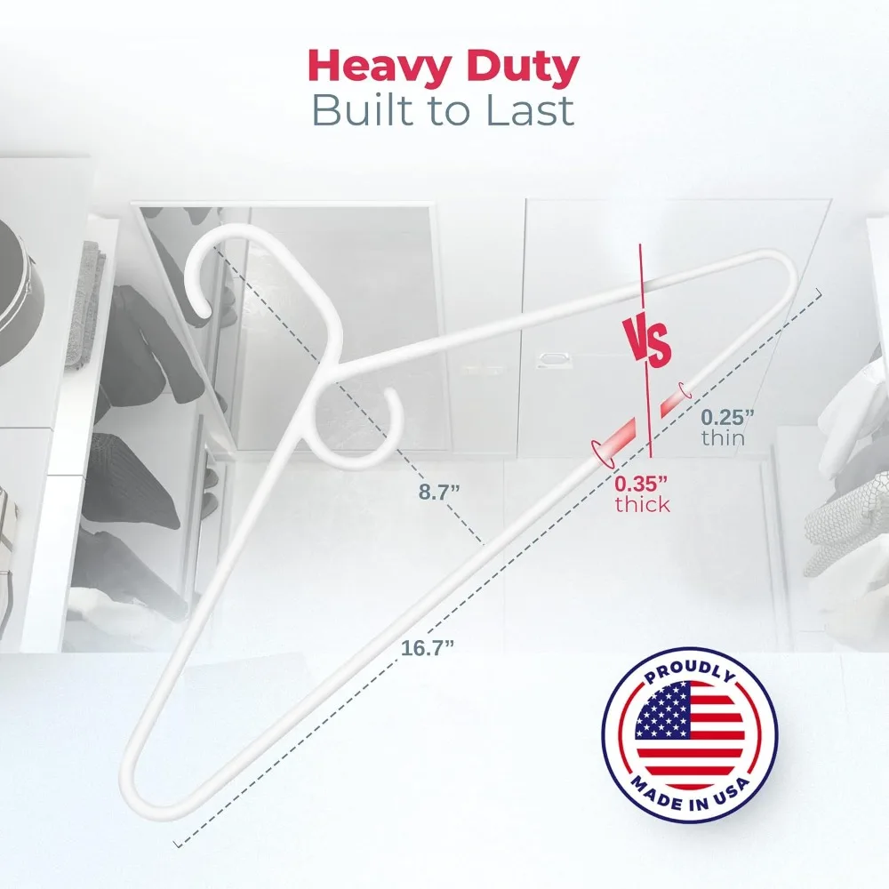 Heavy Duty Plastic Hangers 72 Pack, 8lb Capacity for Pants, Coats, Jackets, Jeans, White & Pink