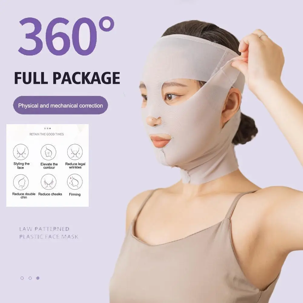 Masque respirant réutilisable pour femmes, outils de soins du visage 3D, déformable, visage optimiste, anti-sommeil et amincissant, lifting complet V Sh E7H0